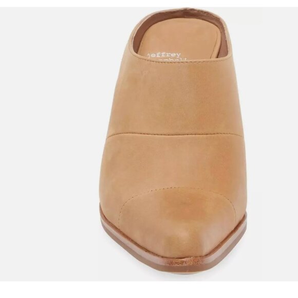 NEW Jeffrey Campbell Hold Em Pointed Toe Stacked Heel Mule Leather Western - Picture 4 of 9